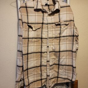 American Eagle Outfitters Beige Plaid Shirt